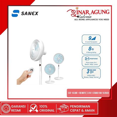 Jual SANEX SSF 1638R REMOTE KIPAS ANGIN 3 IN 1 STAND FAN 16 INCH