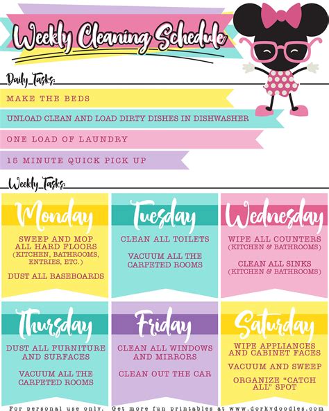 Weekly Cleaning Planner Printable – Dorky Doodles