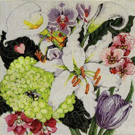 Needlepointus Bedazzled Stitch Painted Needlepoint Canvas From