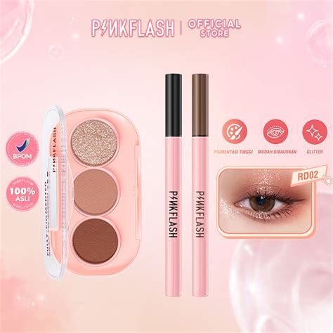 Jual Pinkflash Eye Makup Set Shades Eyeshadow Palette Liquid Eyeliner