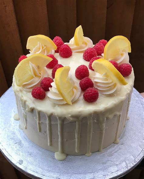 First Attempt At A Drip Cake Lemon And Elderflower Sponge White Chocolate Drip Janes