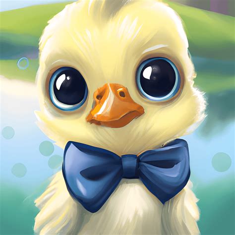 Cute Cartoon Baby Duck Wearing Bow Tie Creative Fabrica