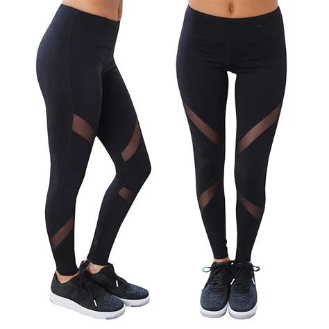 Buy Quick Drying Net Yarn Yoga Pants Black High Waist