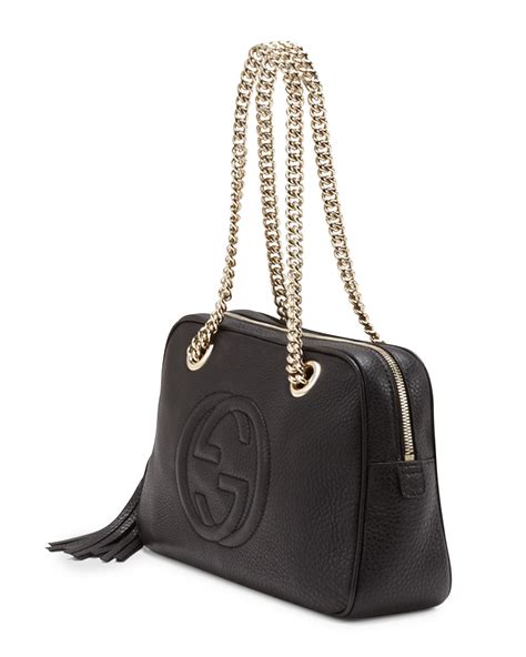 Gucci Soho Leather Doublechainstrap Shoulder Bag In Black Lyst