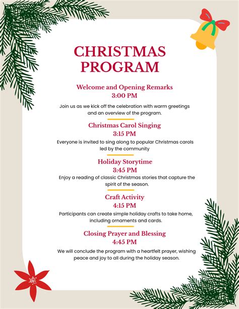 Free Printable Christmas Program Template Edit Online And Download