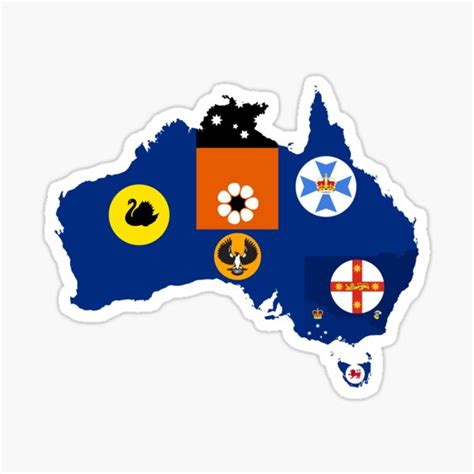 "Australian State Flags Map, Australia" Sticker for Sale by Celticana ...