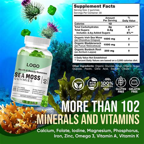 Private Label Sea Moss Gummy Vegan Organic Sea Moss Gummies - Buy ...