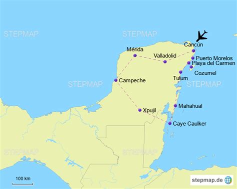 StepMap Yucatan Halbinsel Landkarte für Südamerika