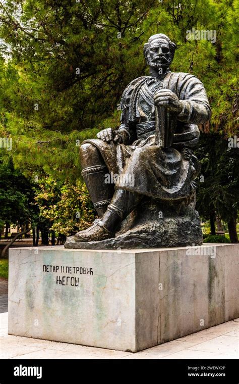 Statue Of Petar II Petrovic Njegos Prince Bishop Of Montenegro And One