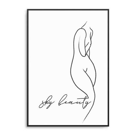 Plakat W Ramie Line Art Shy Beauty