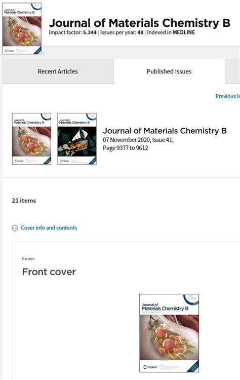 RSC Journal Of Materials Chemistry B Publishing News