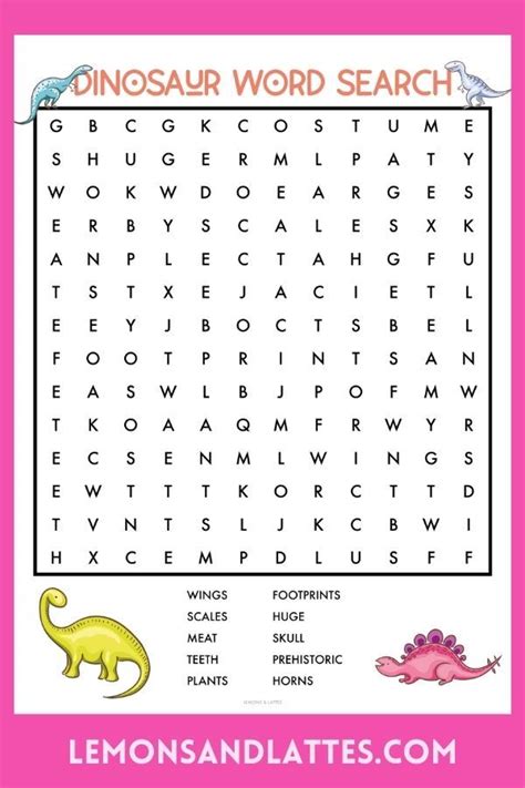 Dinosaur Word Search Printables Artofit