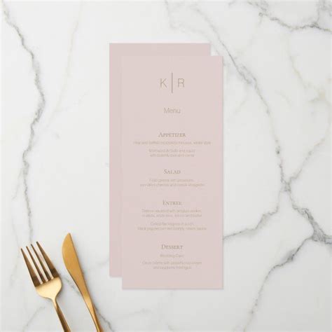 Simple Modern Pink Beige Wedding Menu Card Zazzle In Wedding