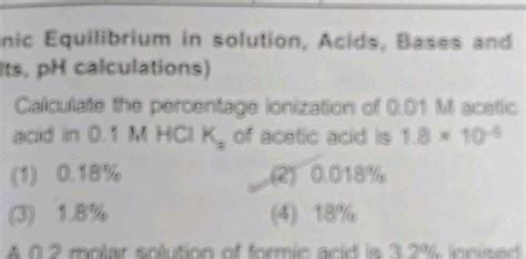 Nic Equilibrium In Solution Acids Bases And Its PH Calculations