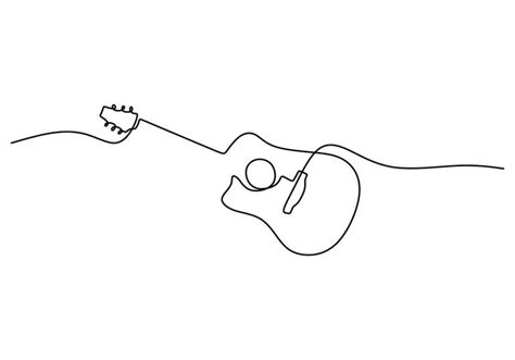 One Continuous Single Line Of Classic Guitar On White Background In