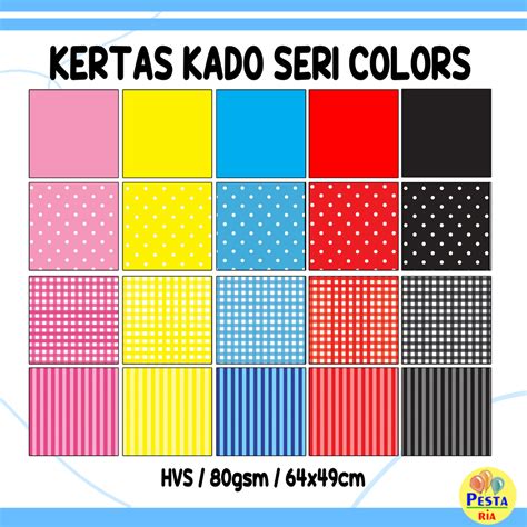 Jual Murah 50 Lembar Kertas Kado Polos Kotak Garis Polkadot