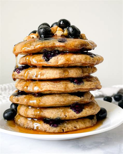 Vegan Blender Blueberry Pancakes GF Wholesome Crumbs