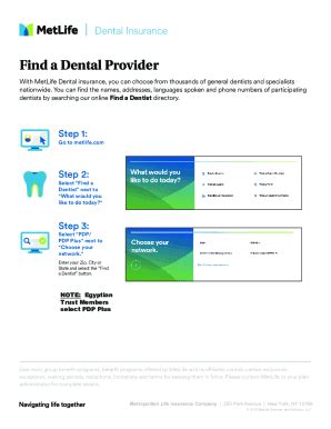 Fillable Online Frequently Asked Questions MetLife TakeAlong Dental