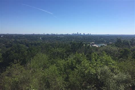 Mount Bonnell in Austin, TX offers great views of downtown.