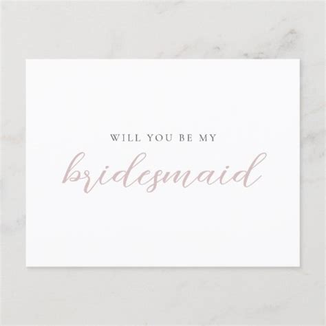 Blush Pink Calligraphy Bridesmaid Proposal Card Zazzle