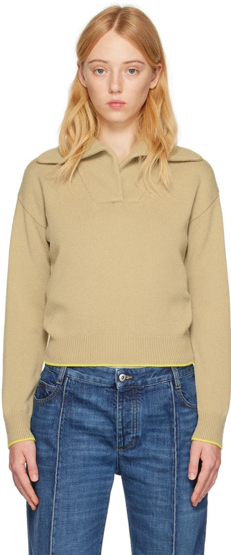 Bottega Veneta Beige Spread Collar Sweater Ssense