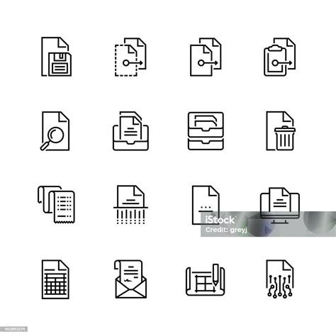 Ilustración De Documentos Digitales Y Papel Vector Conjunto De Iconos