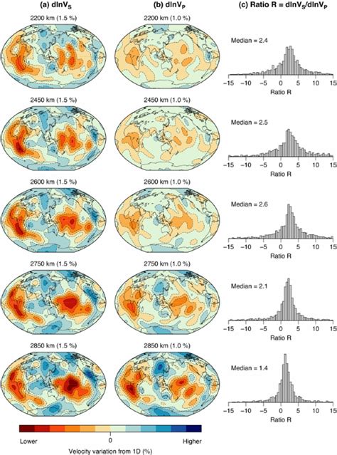 Maps Of A Shear Wave Velocity Variations Dln V S And B