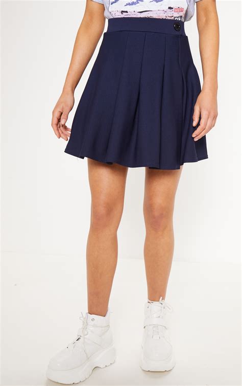 Navy Pleated Tennis Skirt Skirts Prettylittlething Usa