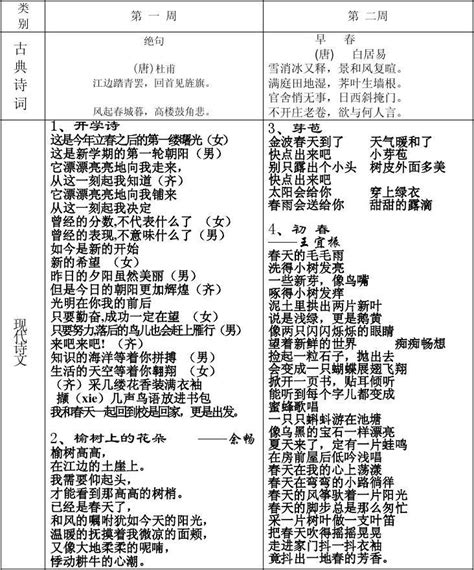 三四年级晨诵篇目word文档在线阅读与下载无忧文档