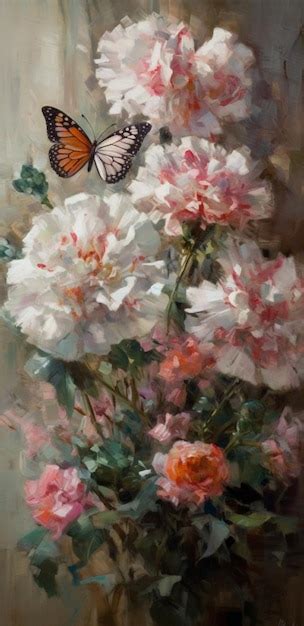 Premium AI Image | A painting of a butterfly on a flower