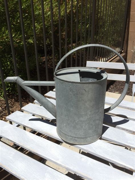 Vintage Galvanized Metal Watering Can Gardening Flowers