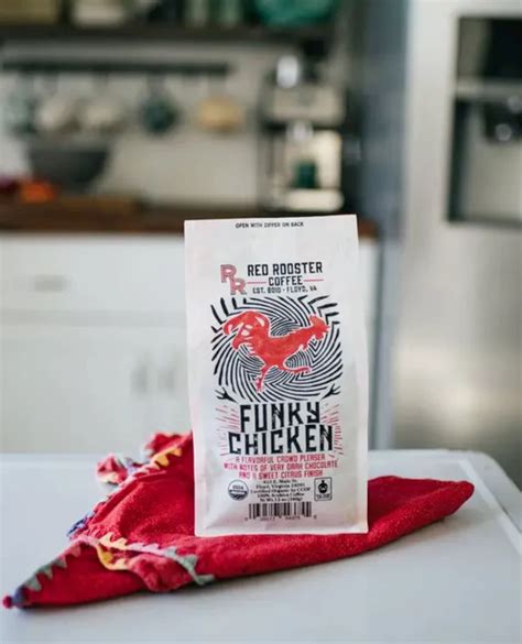 Red Rooster Coffee Roaster Organic Funky Chicken Whole Bean White