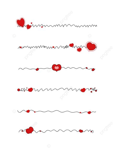 手繪不規則折線曲線愛心裝飾元素卡通分割線 愛心分隔符 愛心分割線 卡通分割線向量圖案素材免費下載，png，eps和ai素材下載