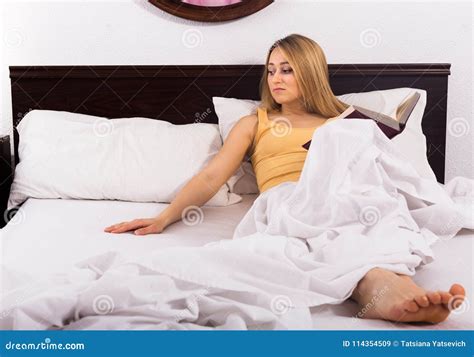 Girl Waiting For Her Husband Alone On Bed Stock Image Image Of Face Adult 114354509