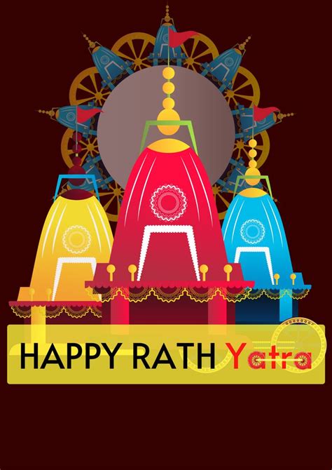 An Image Of Happy Rath Yatra Greeting Card With Colorful Objects In The