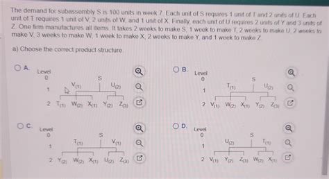 Solved The Demand For Subassembly S Is Units In Week Chegg