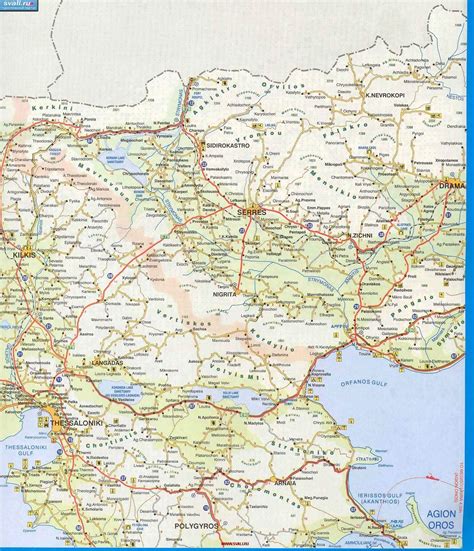 карты : Подробная карта востока области Македония (Makedonia), Килкис ...