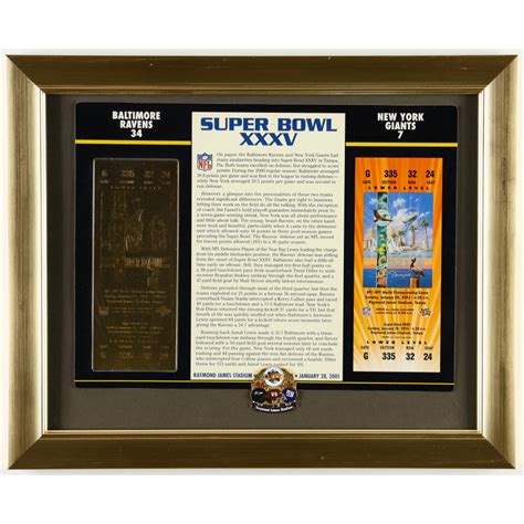 Super Bowl Xxxv Commemorative Score Card Custom Framed Display With