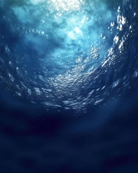 Premium AI Image | Deep Sea Water Abyss With Blue Sun light