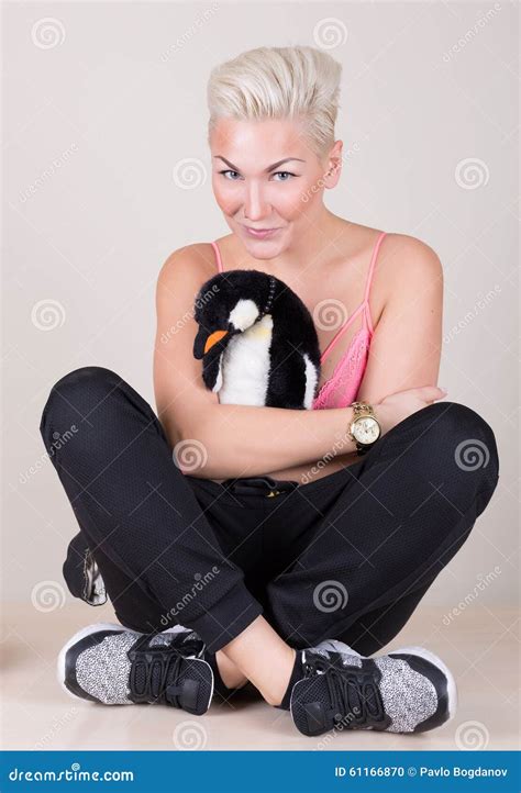 Platinum Blonde With Soft Toy Stock Photo Image Of Platinum Cosy