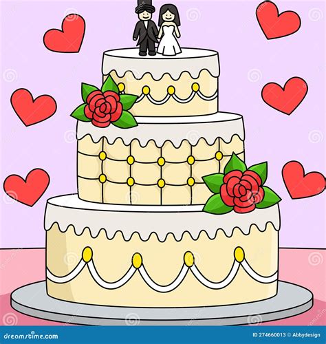 Wedding Cake Colored Cartoon Illustration Stock Vector Illustration