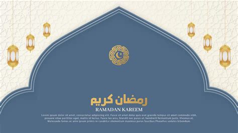 Ramadan Kareem Islamic Arabic Blue Luxury Arch Background With