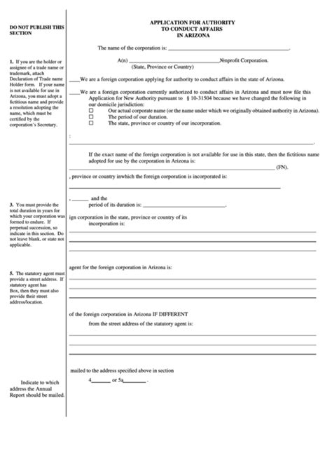 Form Cf 0060 Application For Authority To Conduct Affairs In Arizona