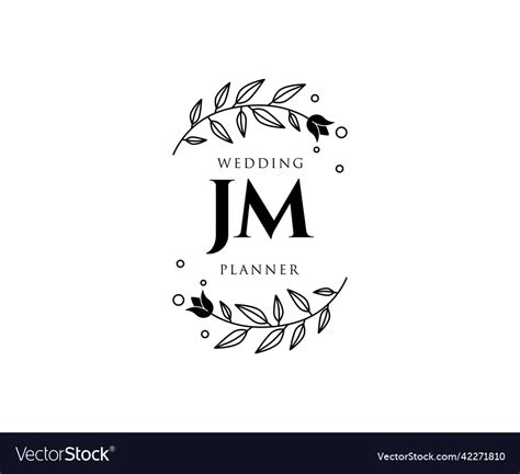 Jm Initials Letter Wedding Monogram Logos Vector Image