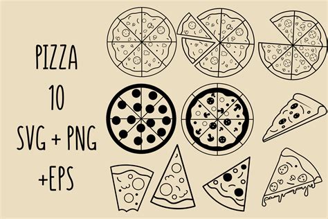 Pizza Svg Bundle Slice Outline Clipart Graphic By Svgxoxo Creative