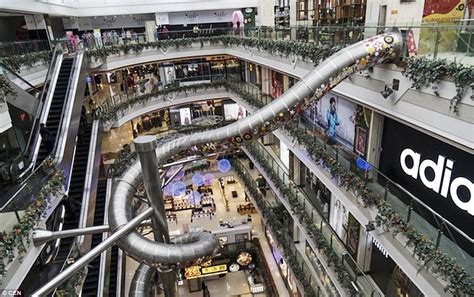 Chinese Shopping Mall Built A Giant Slide To Entertain Customers