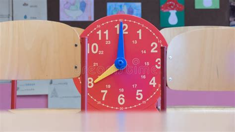 Plastic Children`s Analog Clock In The Classroom For Interactive ...