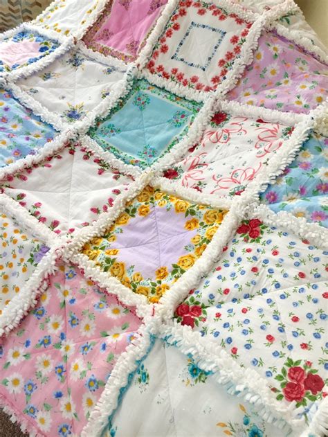 Hanky Quilt Vintage Style New Hanky Handkerchief Rag Quilt Etsy