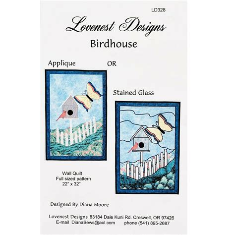 Birdhouse Quilt Pattern With Applique And Stained Glass Etsy