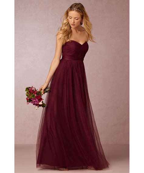 Burgundy Bridesmaid Dresses Soft Tulle Long Bridesmaid Gowns Sweetheart